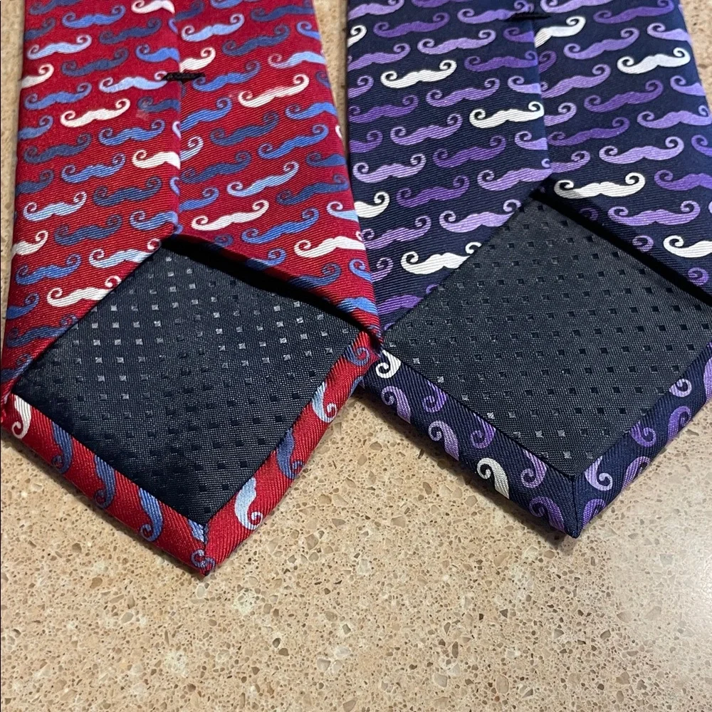 Jos. A. Bank Red and Purple Mustache 100% Silk Ties